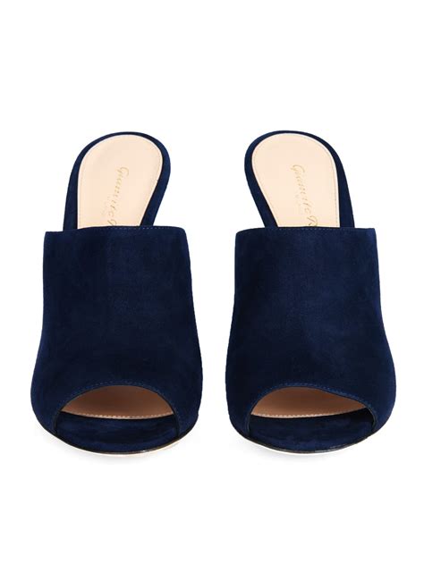 Navy Suede Mules 